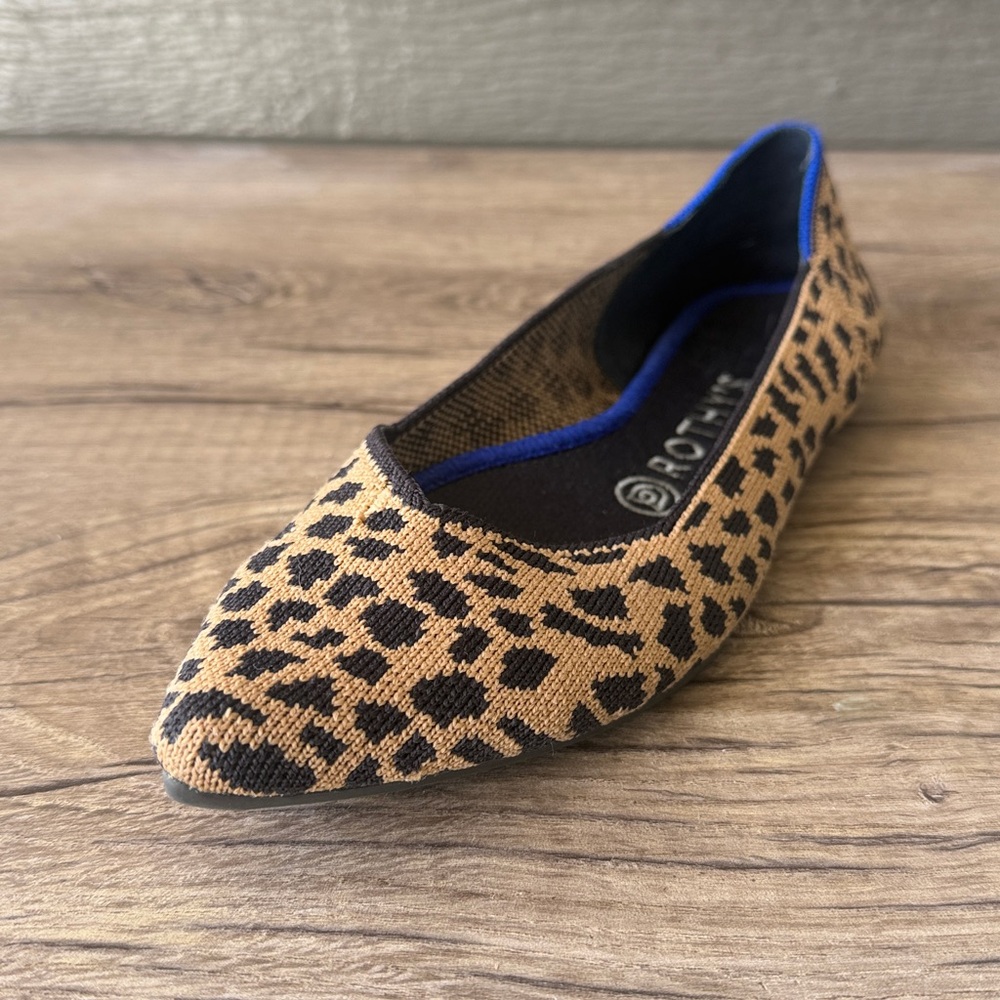 Rothy's Leopard Print Pointed Toe Flats - Tan & Black